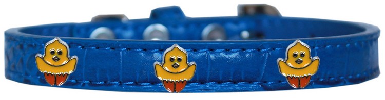 Chickadee Widget Croc Dog Collar Blue Size 14